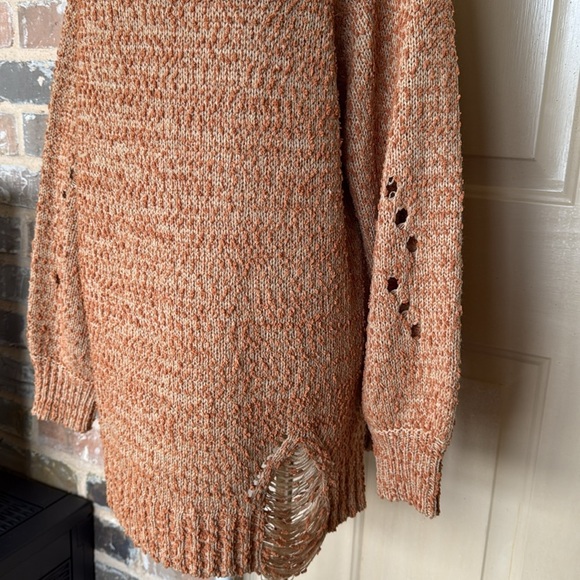 Bad Little Country Girl Cozy Distressed Knit V-Neck Sweater Open Back - Picture 4 of 13